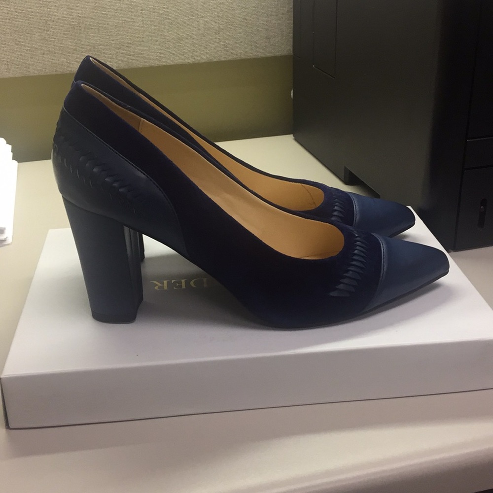Blue Suede & Leather Pumps